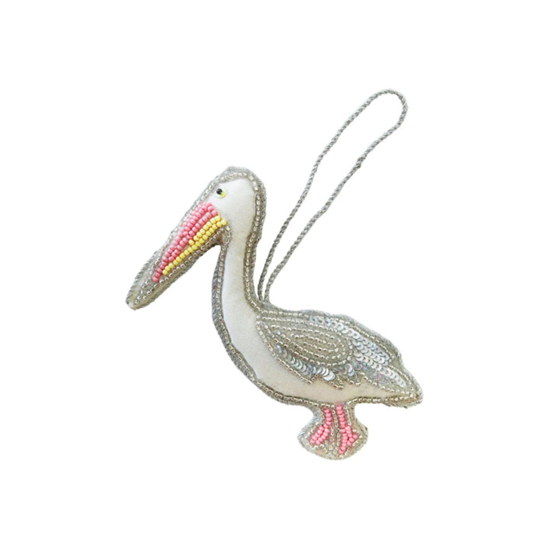 "Pelican Embellished Christmas Ornament" - Ornaments in white by Jollity and Co
