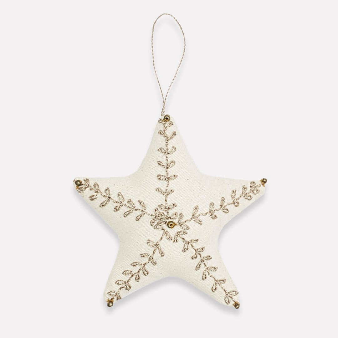 "Cotton Star Ornament" - Ornaments in white by Anchal