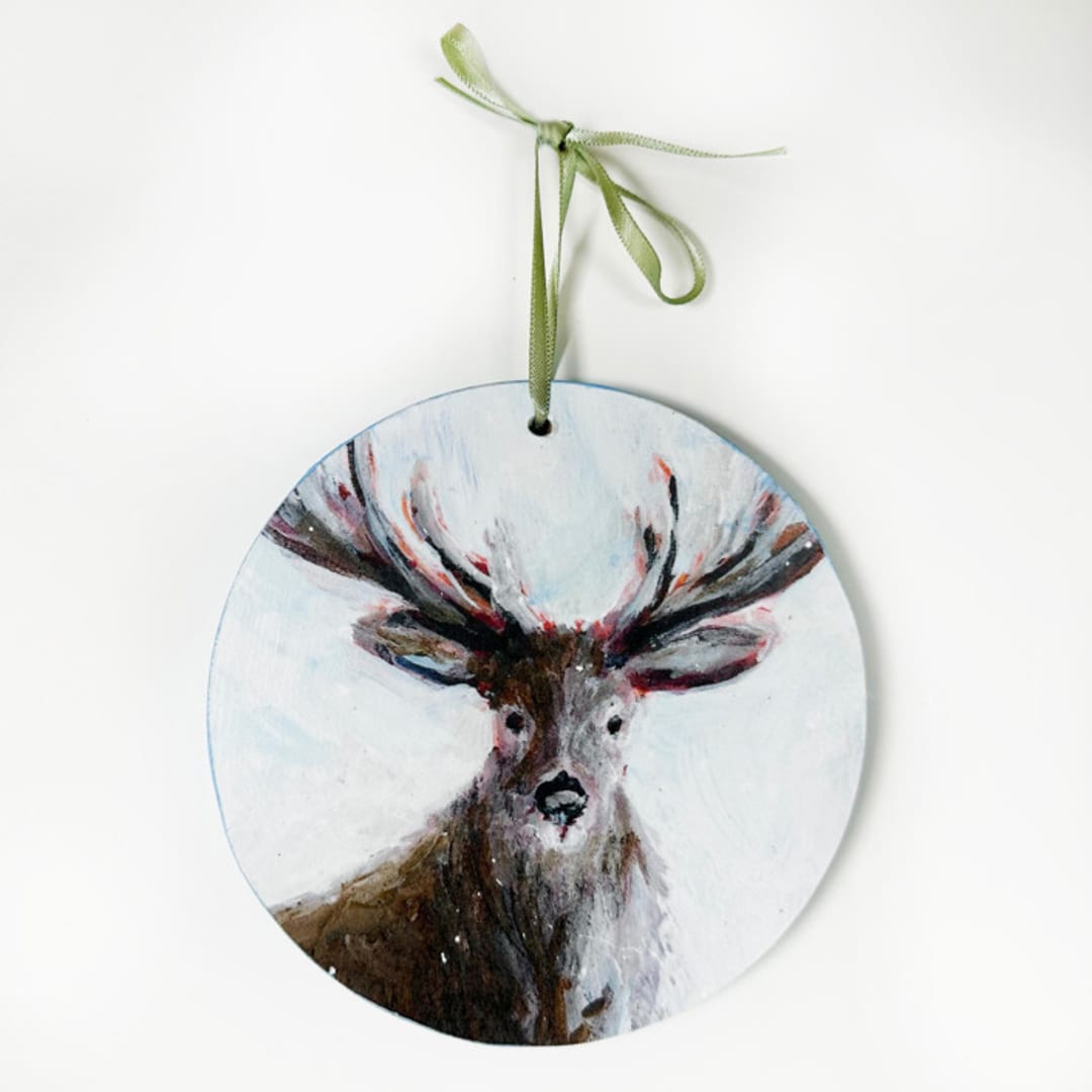"Winter Deer, Decoupage Ornament" - Ornaments in multicolorassorted-colors by Carol C. Young