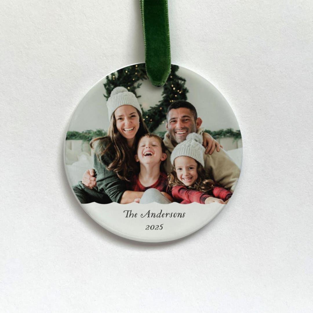 "Personalized Family Photo Ornament" - Ornaments in white by Holly Whitcomb