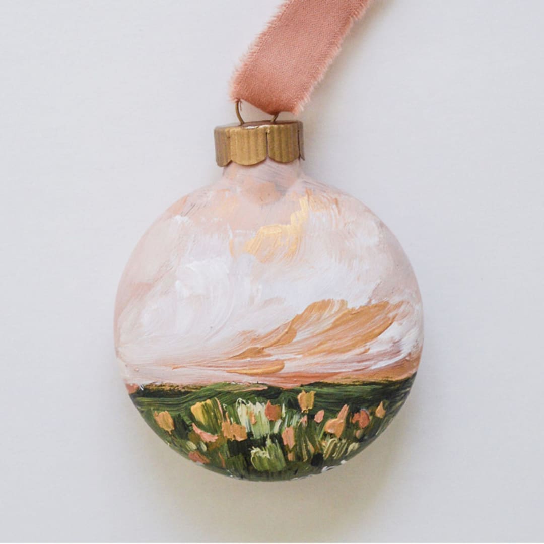 "2" Rose Gold Heavenly Landscape" - Ornaments in pink by Kristen Laczi