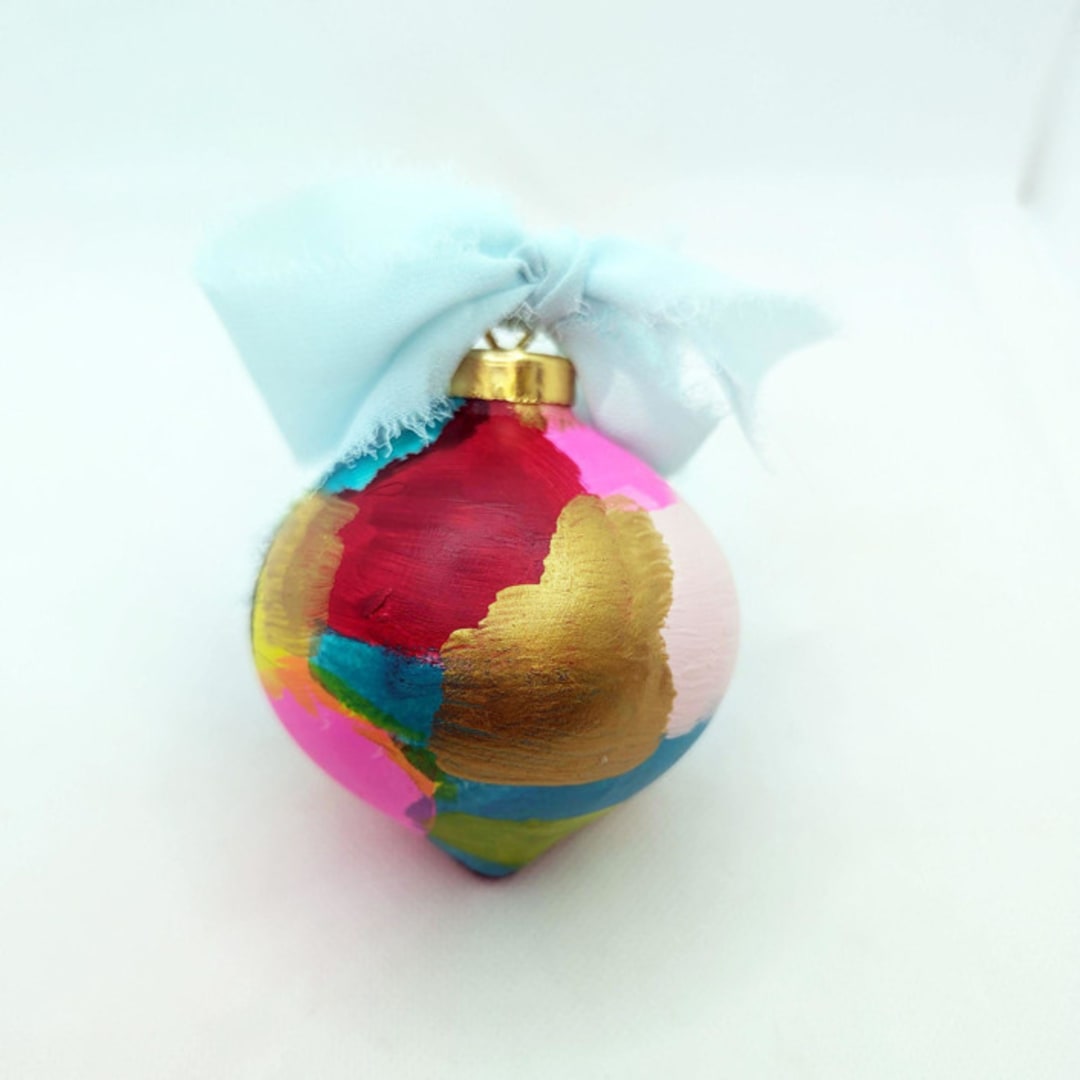 "Abstract Hand Painted Multicolor Bright Christmas Ornament" - Ornaments in multicolor by The Savage Label