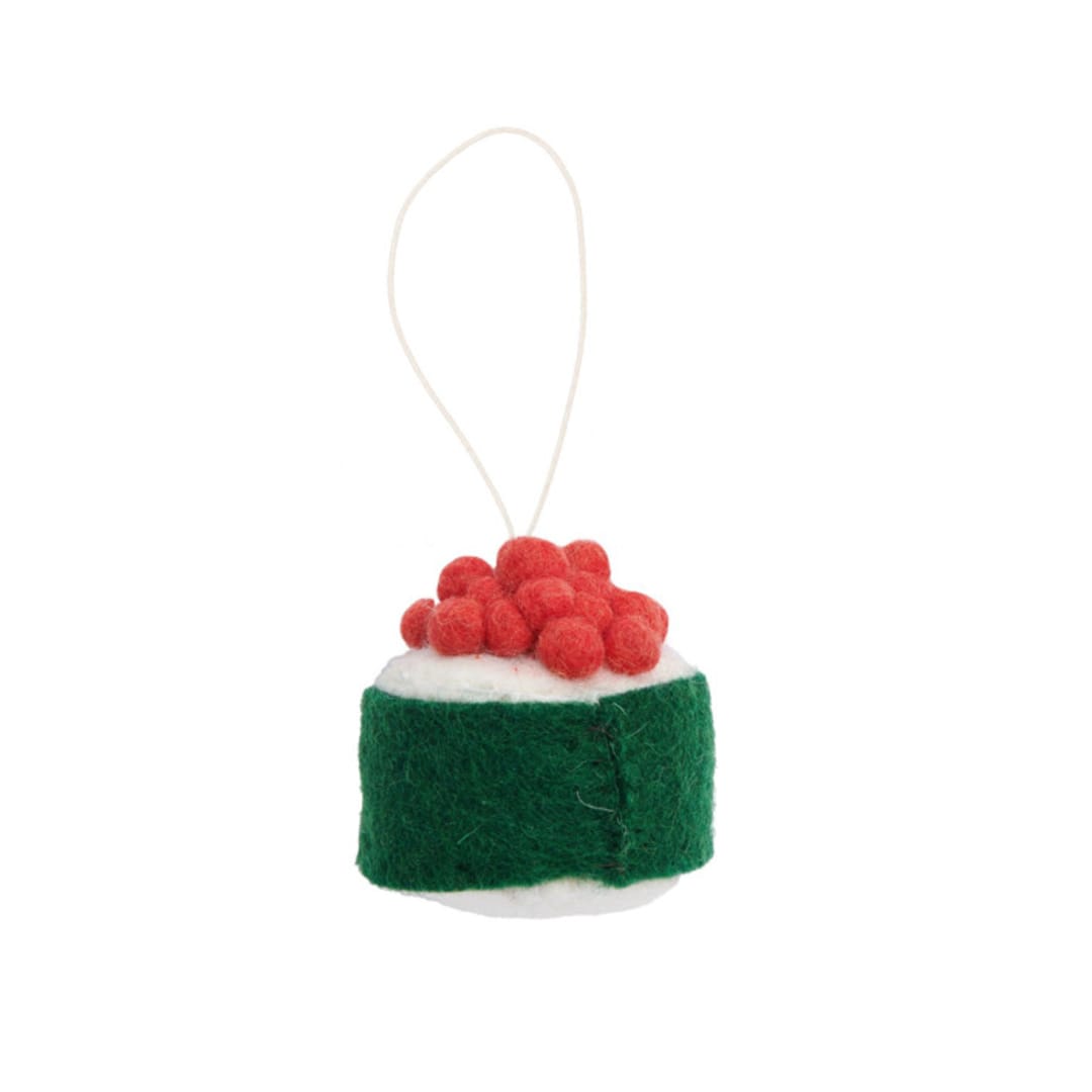 "Felt Sushi Ornaments-Salmon Roe" - Ornaments in green by Global Goods Partners