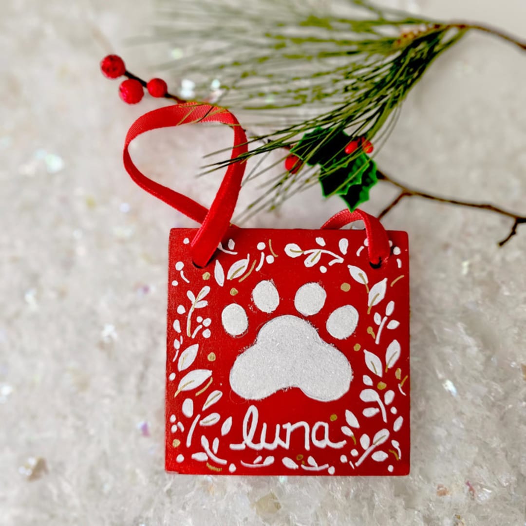 Hand painted/Personalized Cat, Square Ceramic Ornament