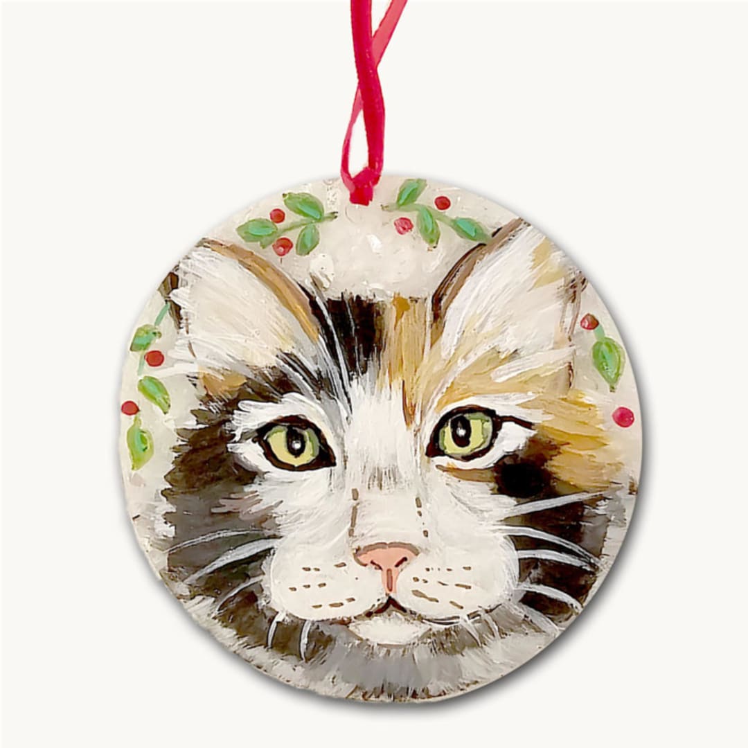 "Personalized Cat Ornament on 3" Round Glass" - Ornaments in multicolorassorted-colors by AlisonJerry