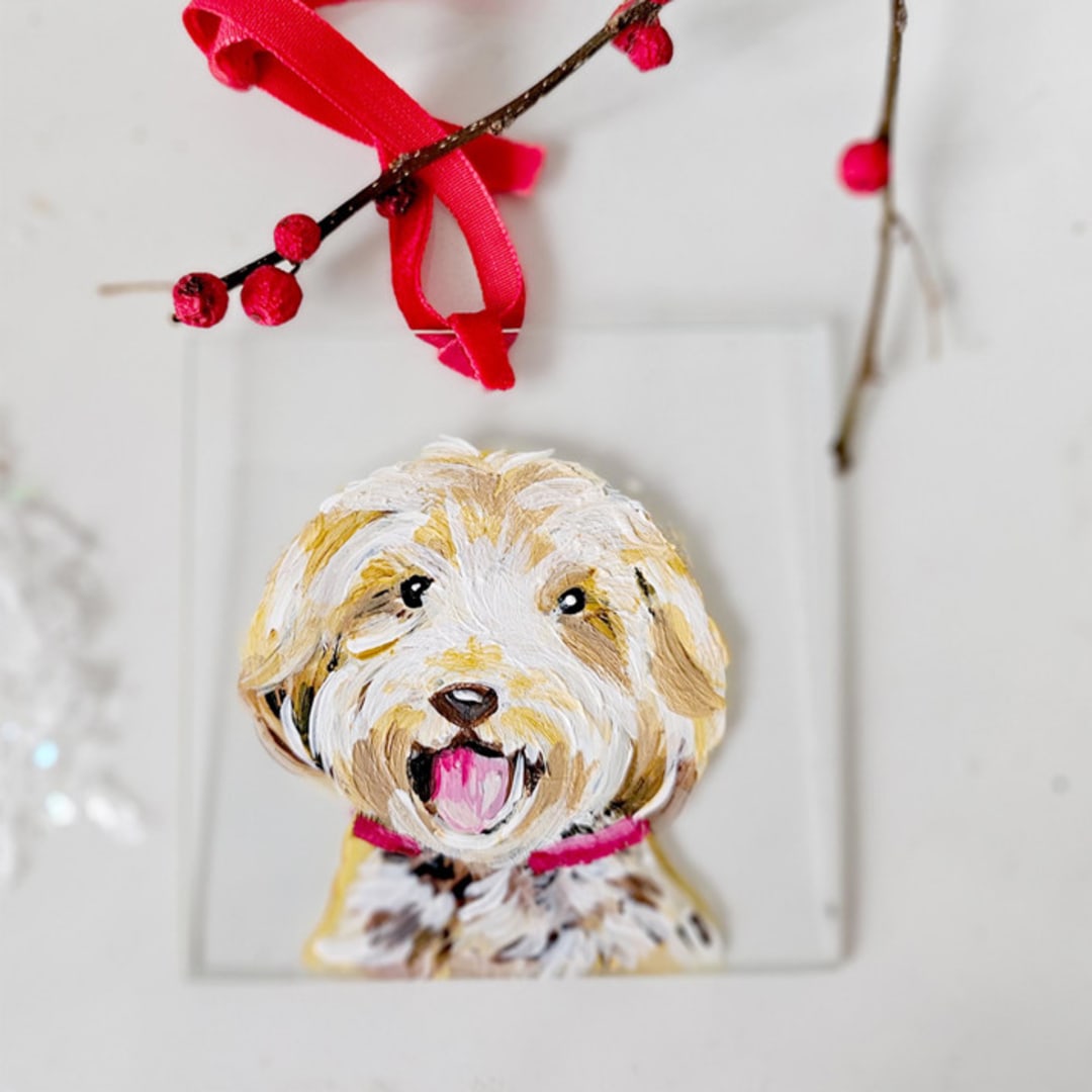 "Custom Dog Portrait, Hand painted on 3" Glass Ornament" - Ornaments in multicolorassorted-colors by AlisonJerry