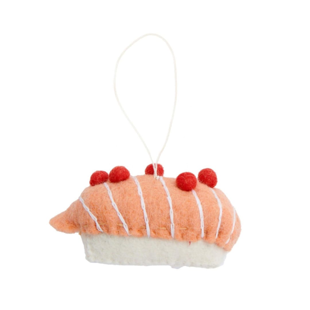 "Felt Sushi Ornaments- Salmon" - Ornaments in white by Global Goods Partners