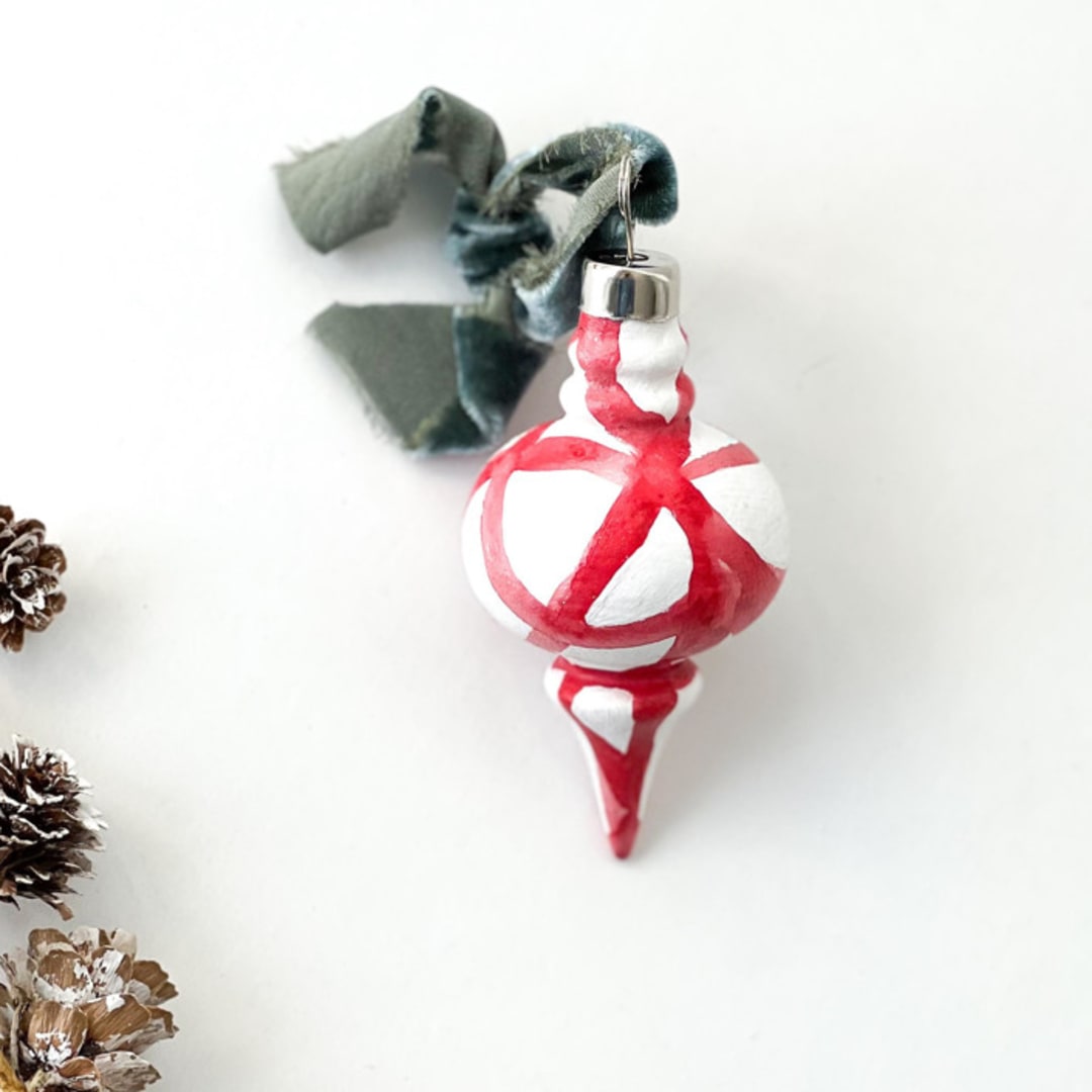 "Red Plant Cell Vintage Ornament with Green Ribbon" - Ornaments in red by Mary Gaspar