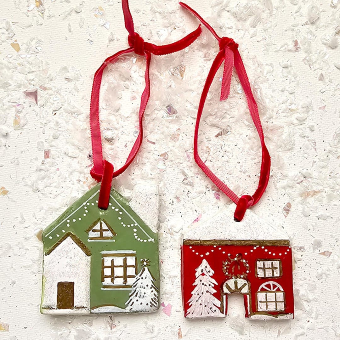 "2 Hand-made Clay Christmas Home Ornaments" - Ornaments in red by AlisonJerry
