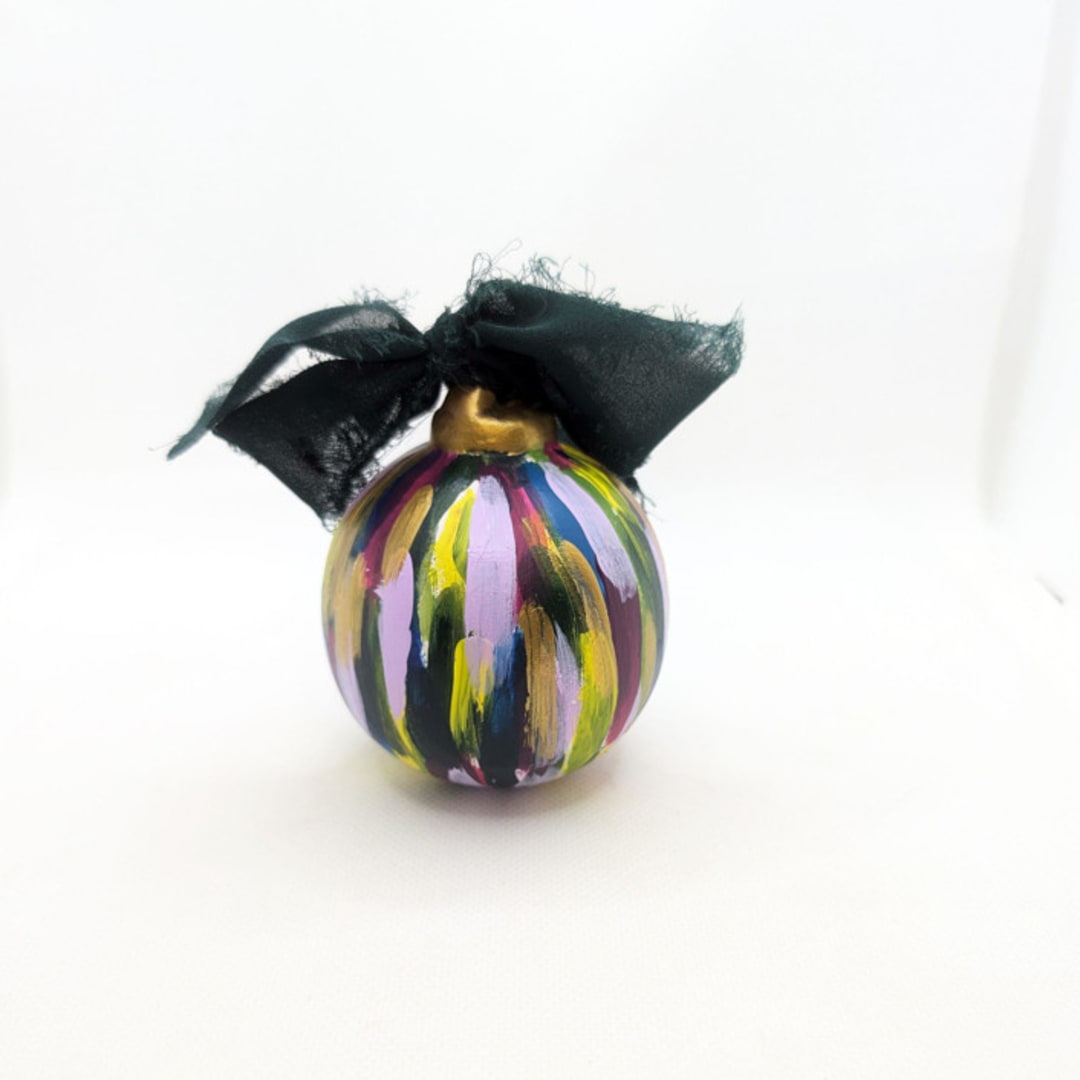 "Elegant Multicolor, Abstract, Hand Painted Ceramic Christmas Ornament" - Ornaments in blue by The Savage Label