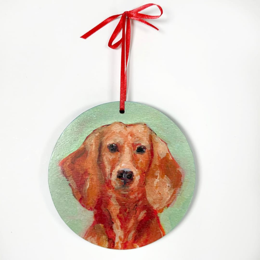 "Dachshund, Decoupage Ornament" - Ornaments in multicolorassorted-colors by Carol C. Young