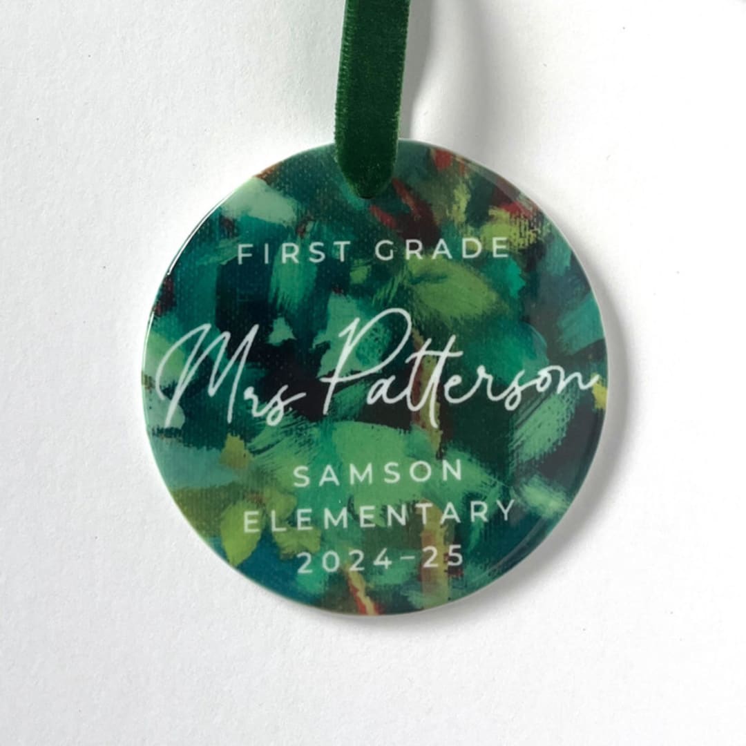 Personalized Teacher Ceramic Ornament, Forest