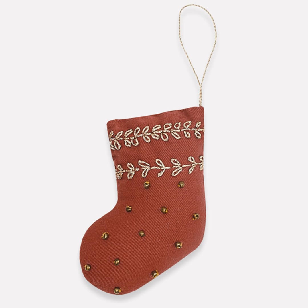 "Cotton Stocking Ornament" - Ornaments in red by Anchal
