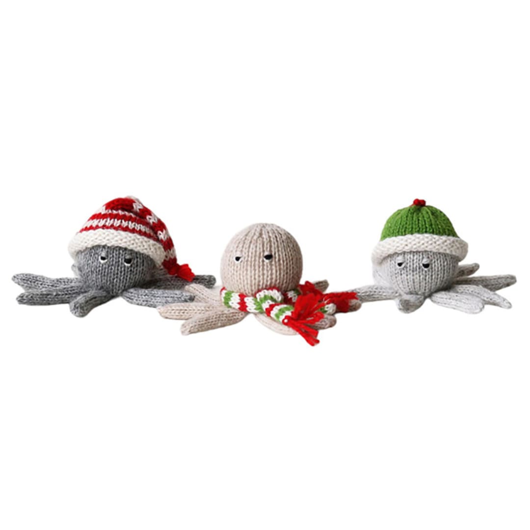 "Octopus Ornaments, set of 3" - Ornaments in gray by Melange Collection