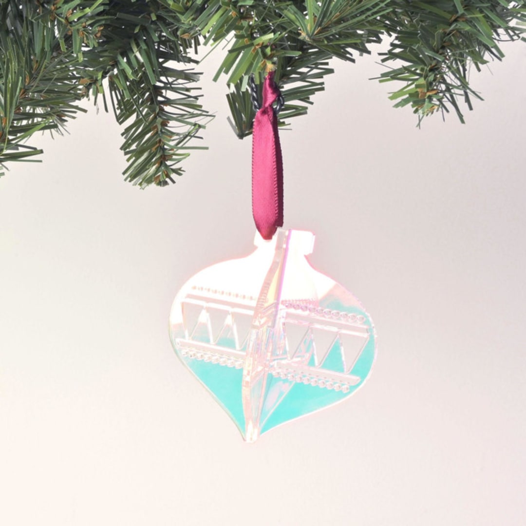 "Acrylic Christmas Ornament, Iridescent/Holographic" - Ornaments in blue by Em and Me Studio