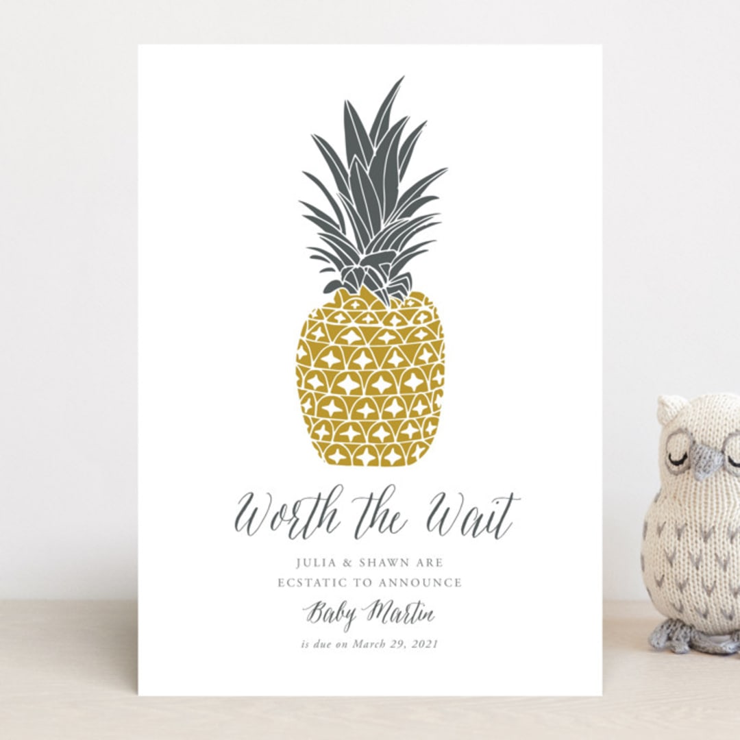 "Guilded Pineapples" - Pregnancy Announcements in Pineapple by Beth Schneider - Front