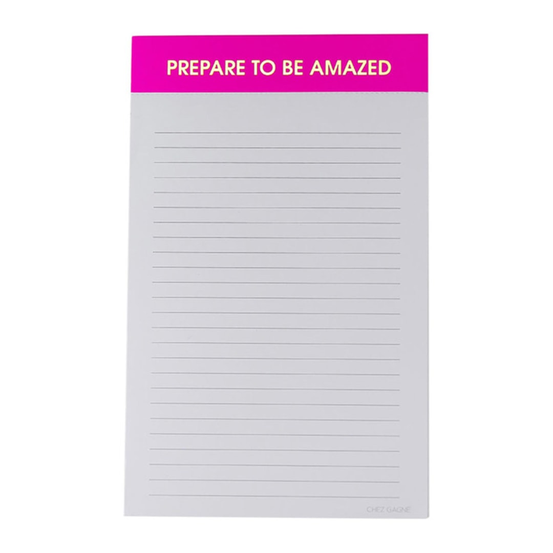 "Prepare to Be Amazed - Lined Notepad" - Notepad in pink by Chez Gagné