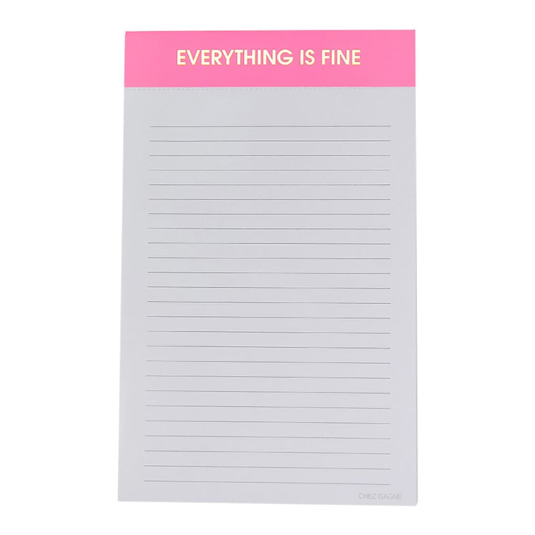 "Everything is Fine - Lined Notepad" - Notepad in pink by Chez Gagné