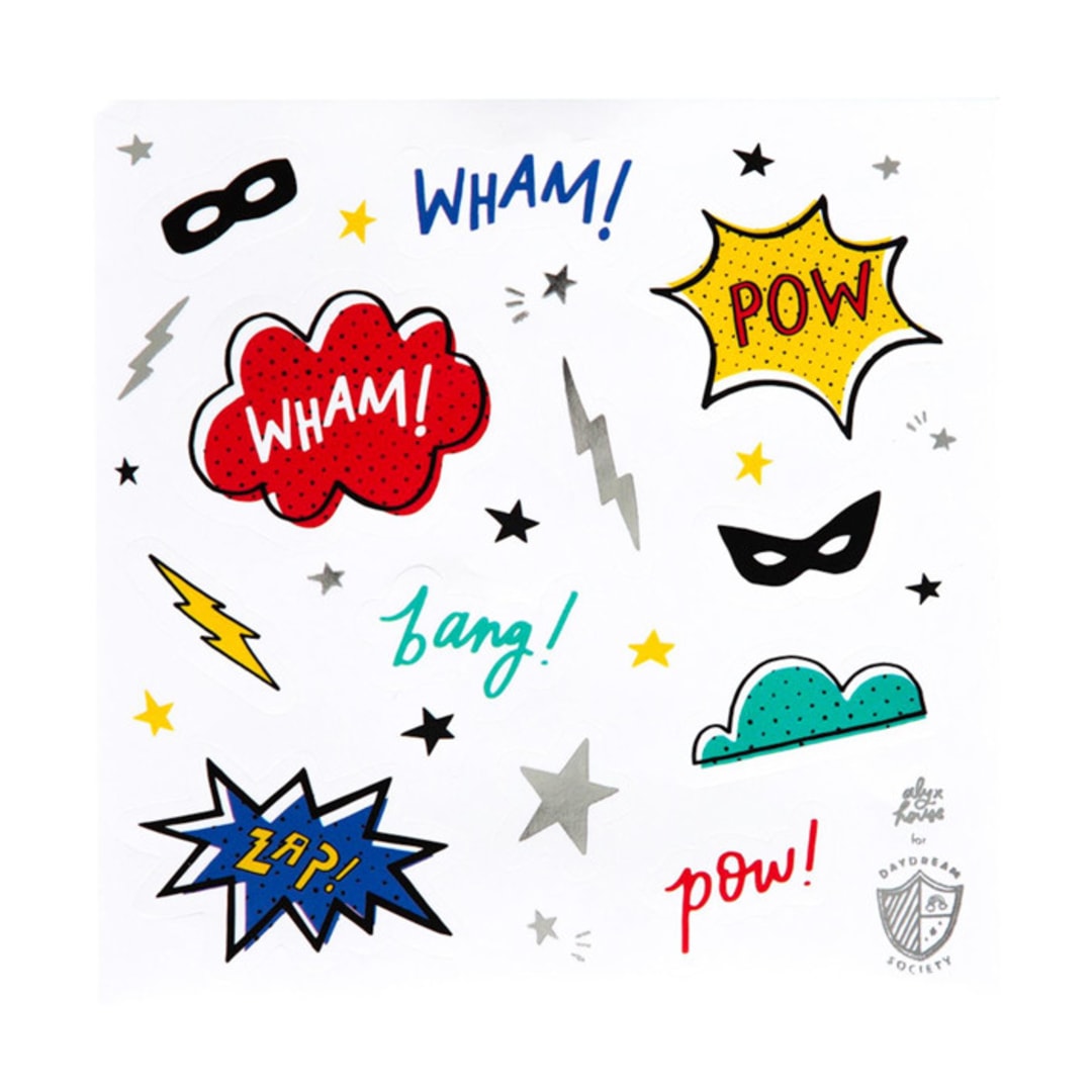 "Superhero Stickers - Set of 4" - Party Favors in multicolor by Jollity and Co