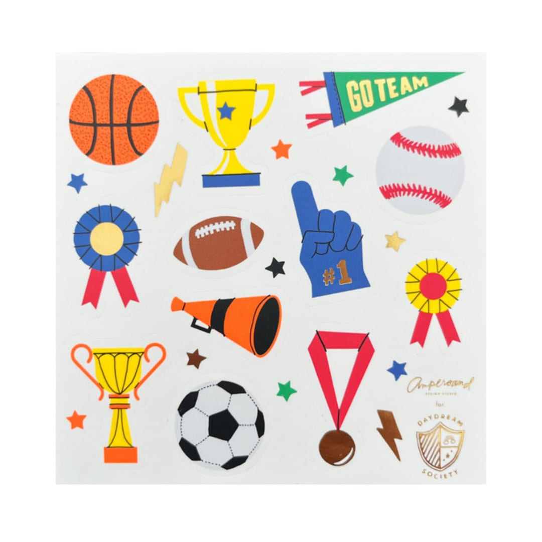 "Good Sport Sticker Set - Pack of 4" - Party Favors in multicolor by Jollity and Co