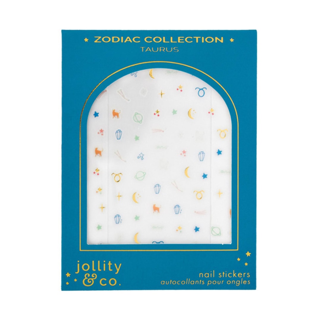 "Zodiac Taurus Nail Stickers - Set of 1 Sheet, 100 Nail Stickers" - Party Favors in multicolor by Jollity and Co