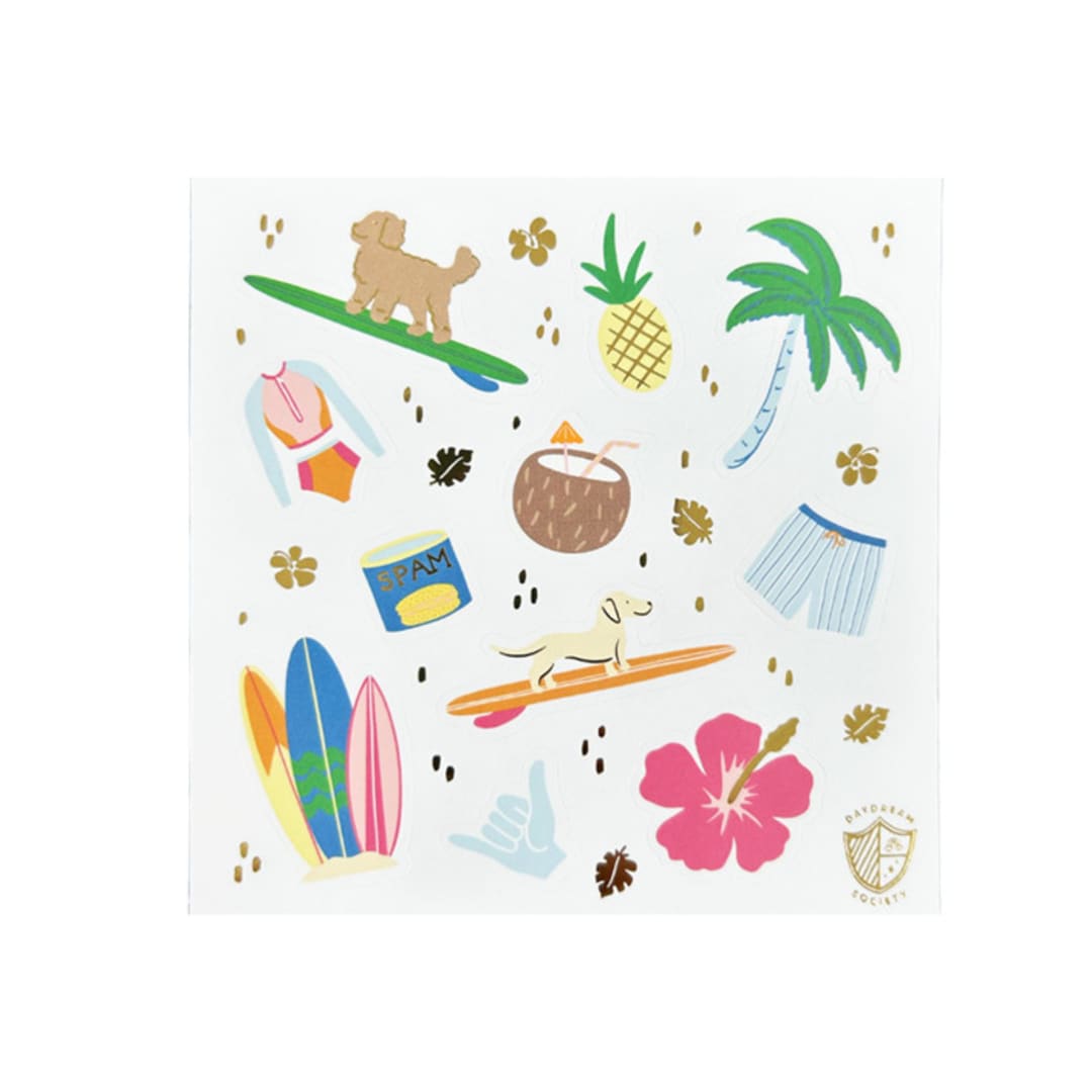 "Surf's Up Stickers - Set of 4" - Party Favors in multicolor by Jollity and Co