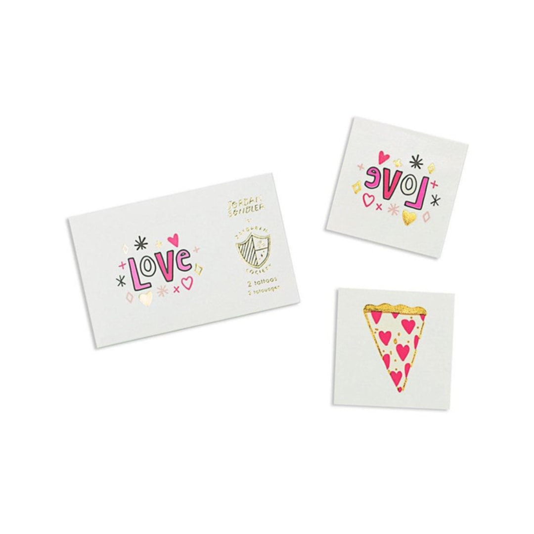 "Love Notes Temporary Tattoos - Set of 2 Tattoos" - Party Favors in pink by Jollity and Co