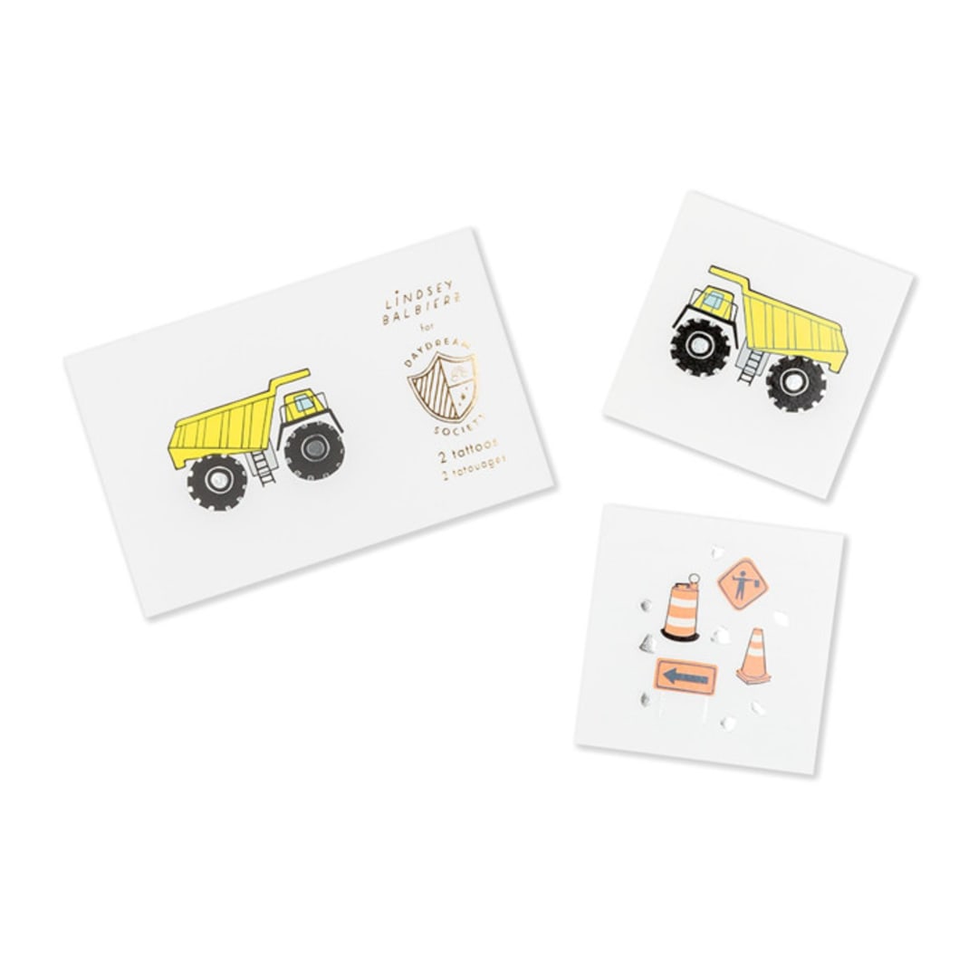 "Under Construction Temporary Tattoos - Pack of 2" - Party Favors in multicolor by Jollity and Co