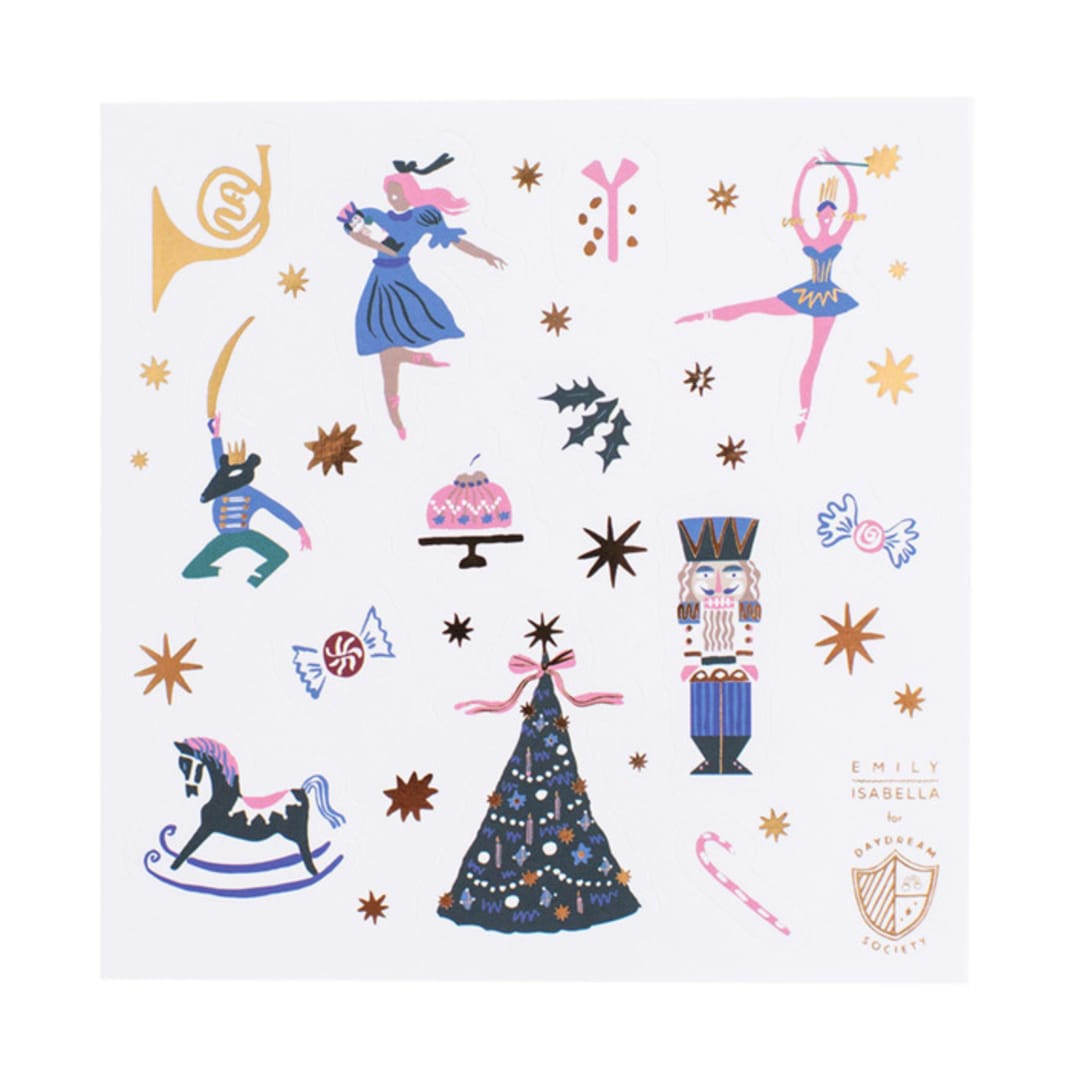 "Nutcracker Stickers - Set of 4" - Party Favors in multicolor by Jollity and Co
