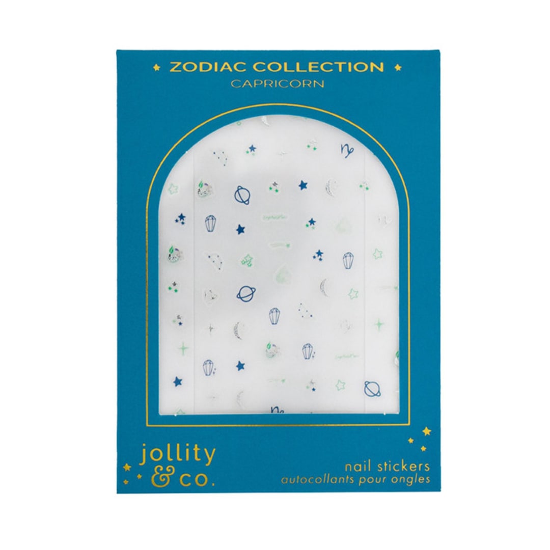 "Zodiac Capricorn Nail Stickers - Set of 1 Sheet, 100 Nail Stickers" - Party Favors in multicolor by Jollity and Co