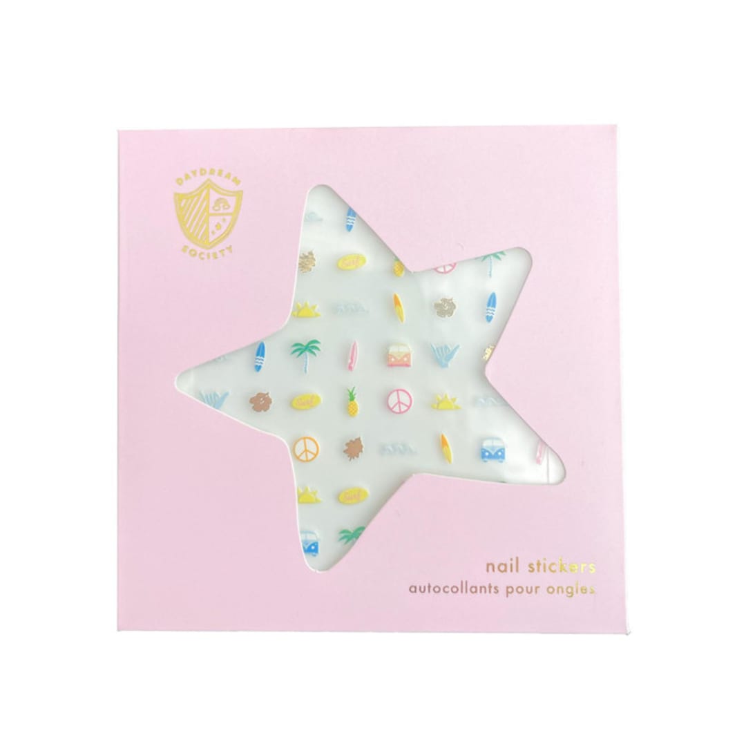 "Surf's Up Nail Stickers - Set of 1 Sheet, 100 Nail Stickers" - Party Favors in multicolor by Jollity and Co