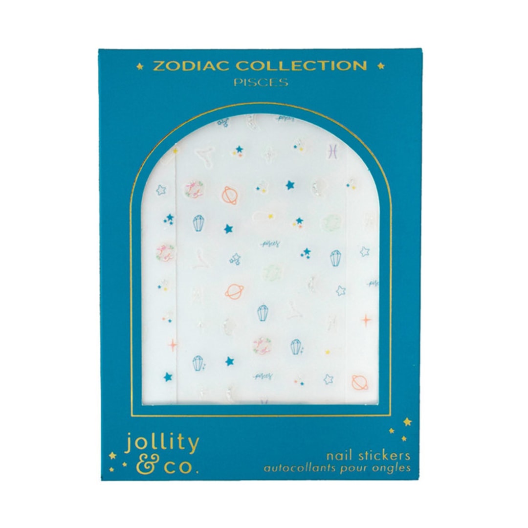 "Zodiac Pisces Nail Stickers - Set of 1 Sheet, 100 Nail Stickers" - Party Favors in multicolor by Jollity and Co