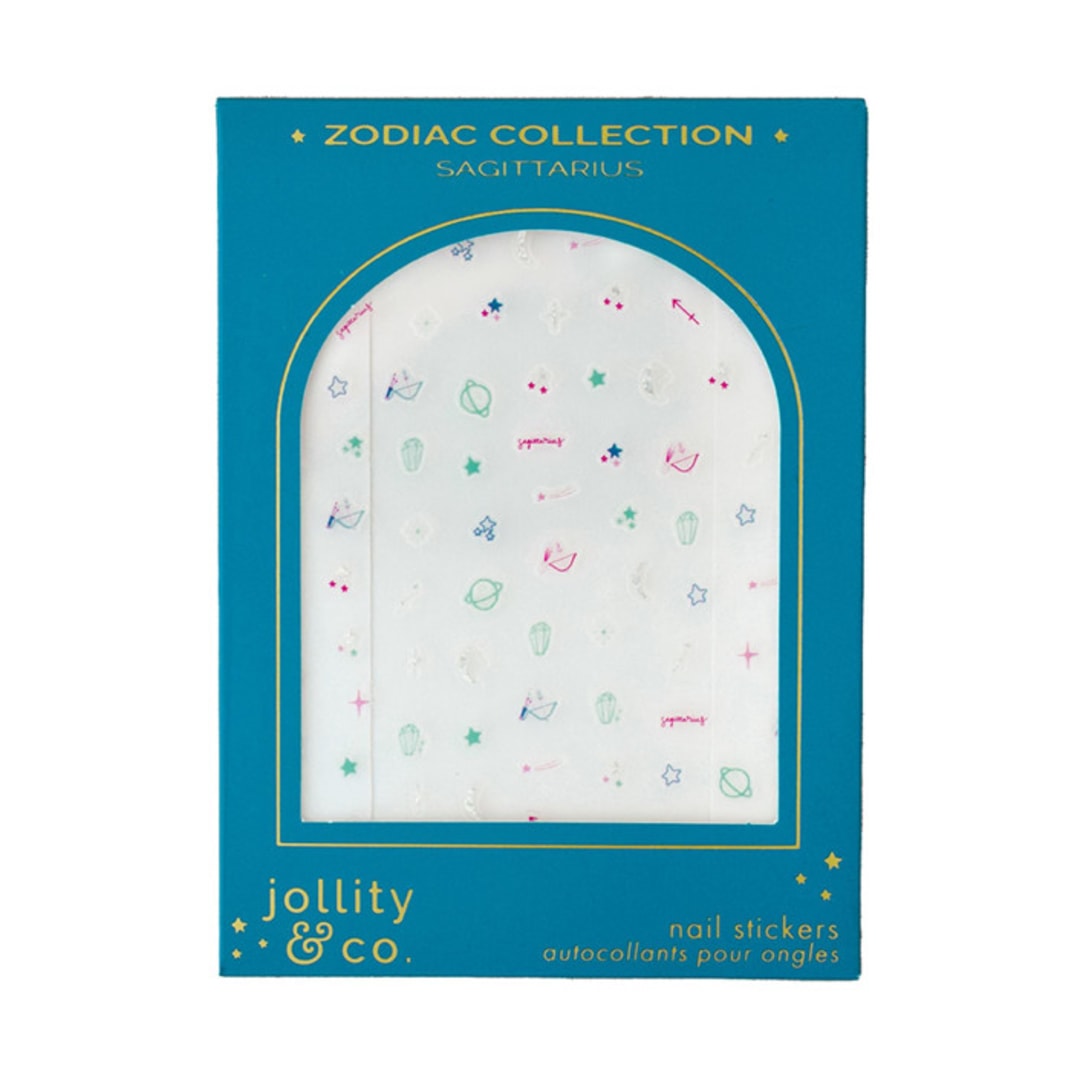 "Zodiac Sagittarius Nail Stickers - Set of 1 Sheet, 100 Nail Stickers" - Party Favors in multicolor by Jollity and Co