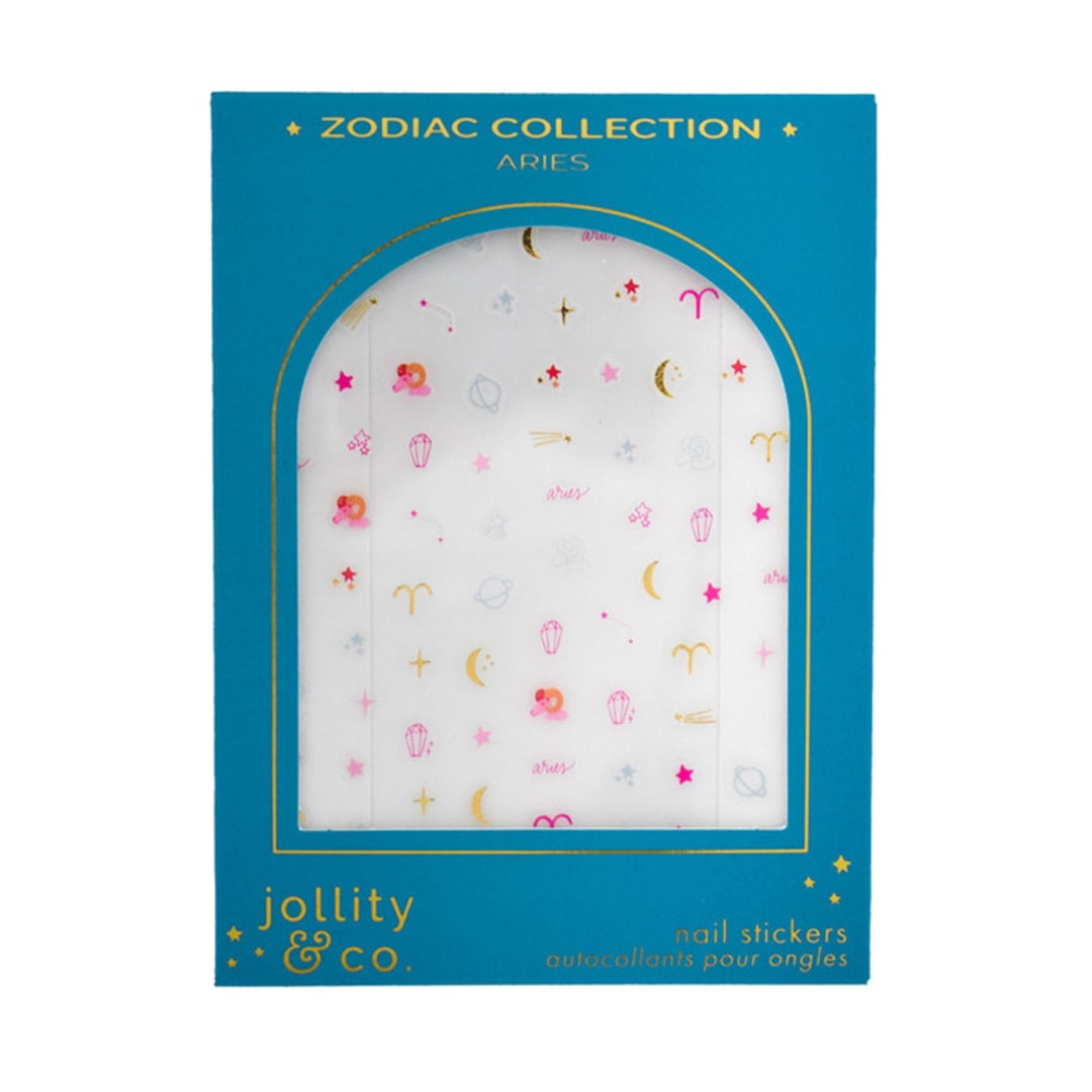 "Zodiac Aries Nail Stickers - Set of 1 Sheet, 100 Nail Stickers" - Party Favors in multicolor by Jollity and Co
