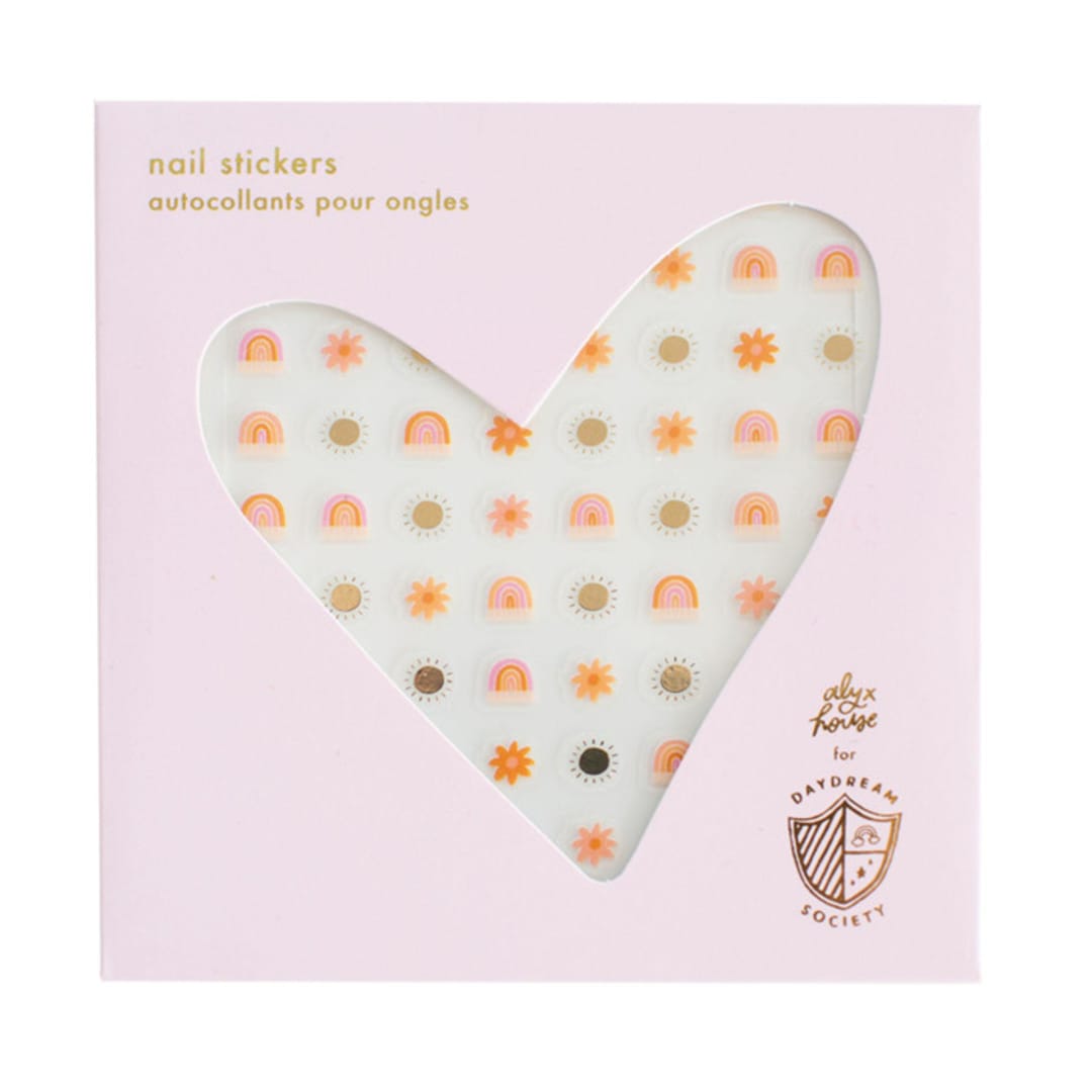 "Boho Rainbow Nail Stickers - Set of 1 Sheet, 100 Nail Stickers" - Party Favors in multicolor by Jollity and Co