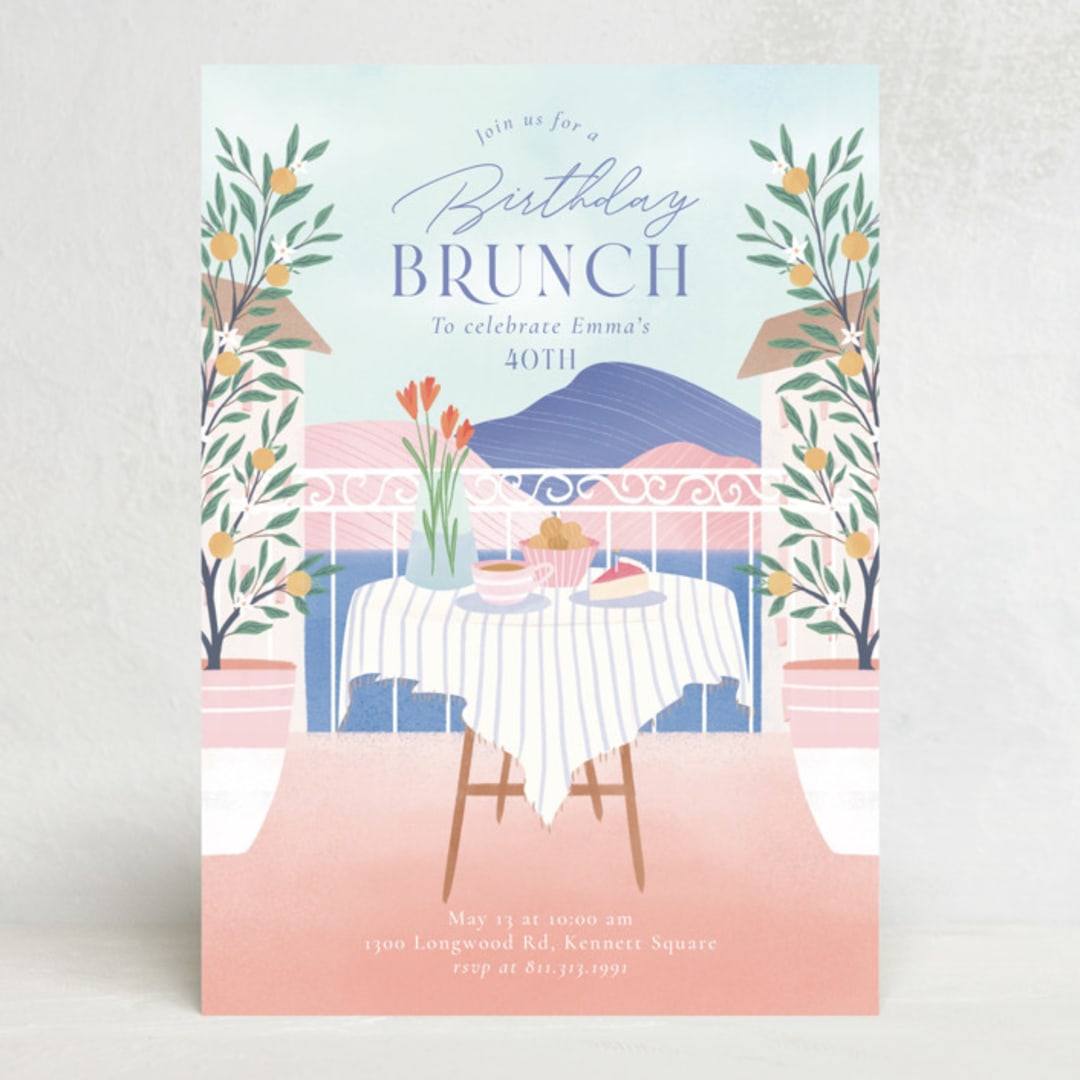"Relax birthday brunch" - Party Invitations in Clear Blue by Sabrin Deirani - Front
