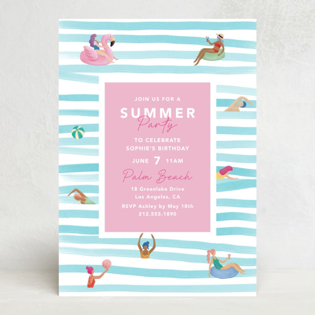 "Summer Party" - Party Invitations in Pool by Elly - Front