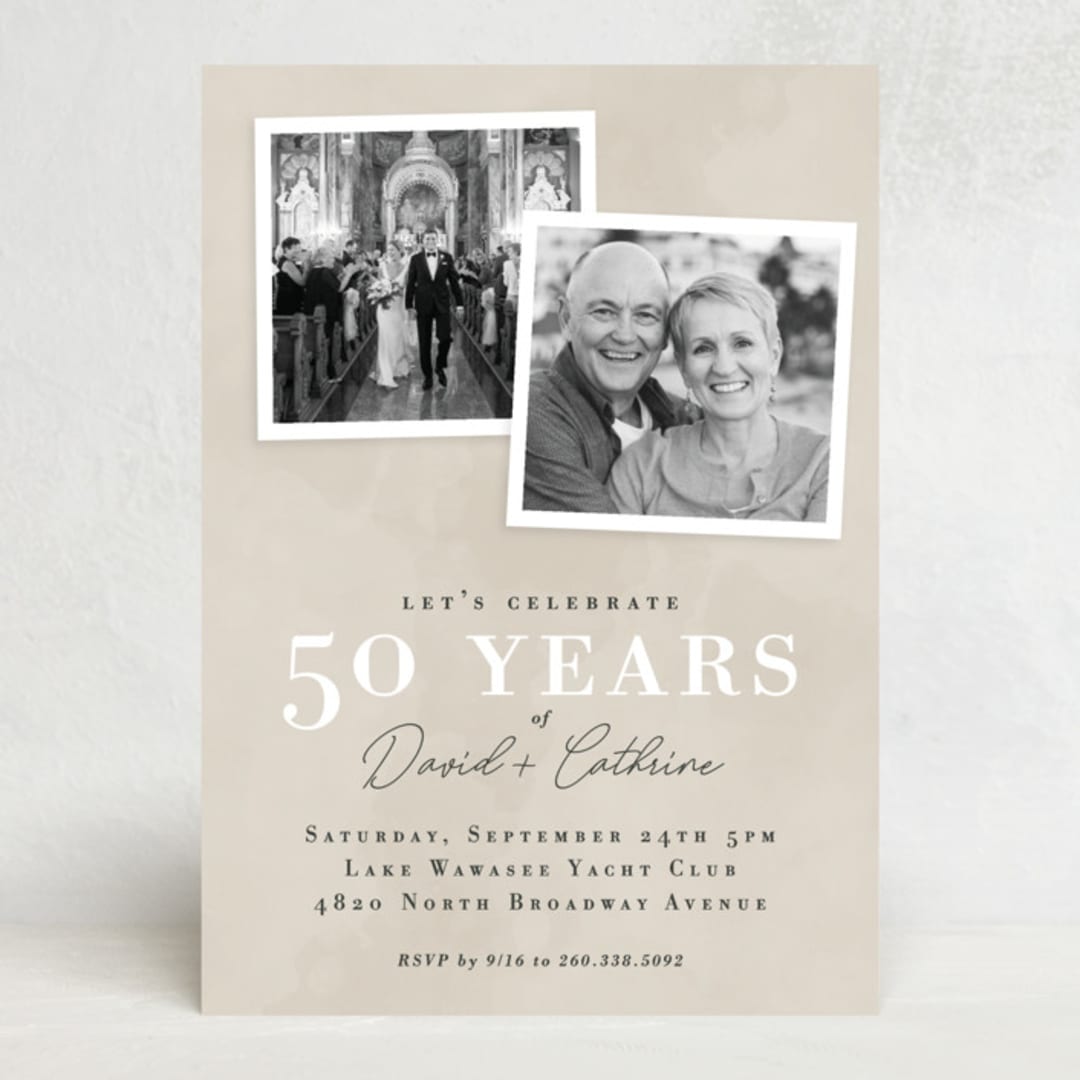 "Snapshots" - Party Invitations in Almond by Jessie Steury - Front