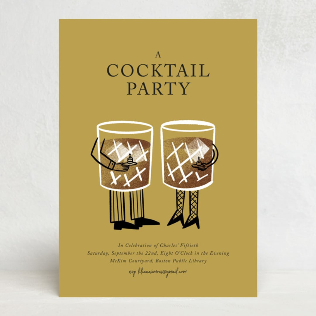 "A Cocktail Party" - Party Invitations in Golden by mo kelley - Front