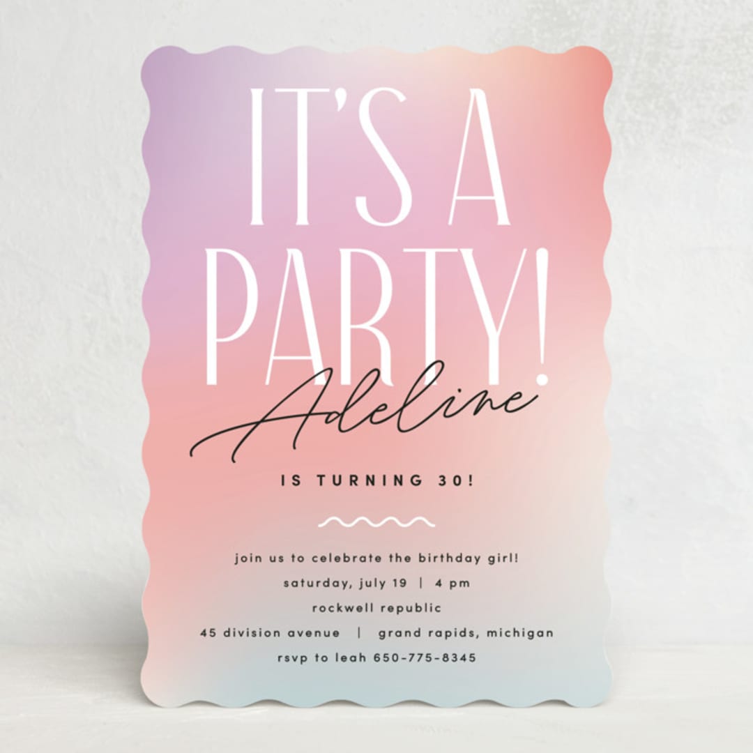 "It's a party" - Party Invitations in Sherbet by Pixel and Hank - Front