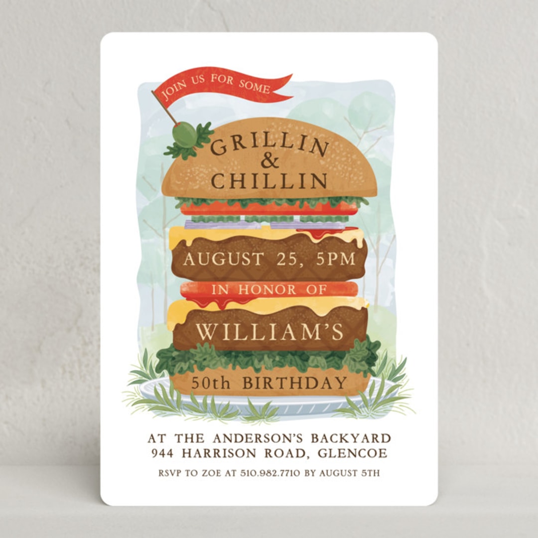 "Grillin' and Chillin'" - Party Invitations in Ketchup by Paper Sun Studio - Front