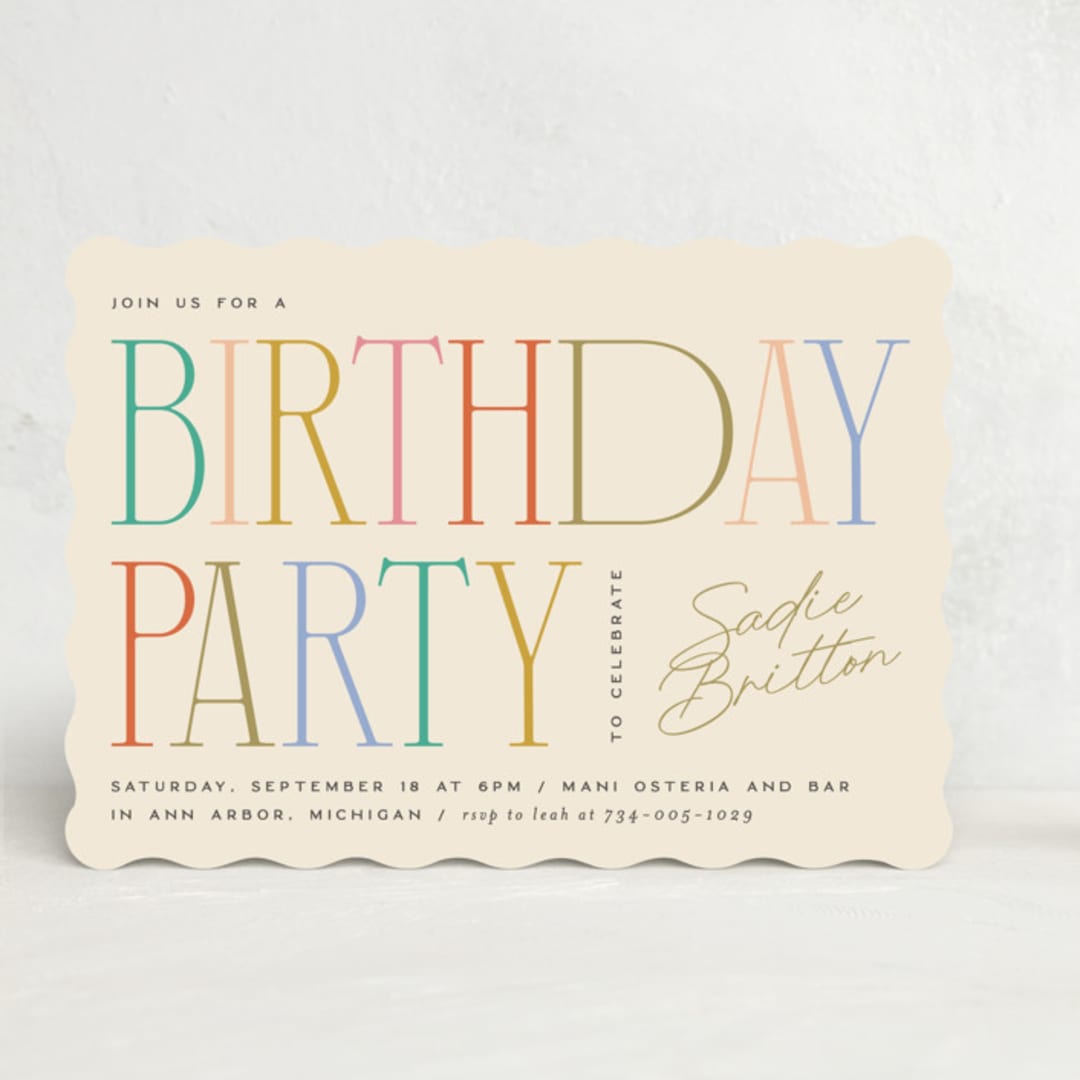 "birthday serifs" - Party Invitations in Candy by Ellen Schlegelmilch - Front