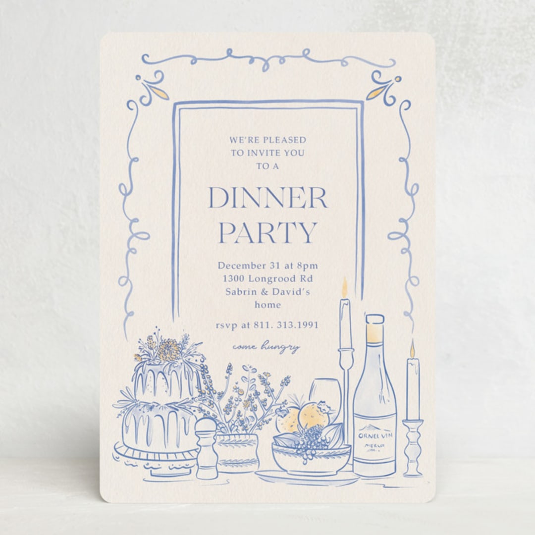 "Table feast" - Party Invitations in Balmy Blue by Sabrin Deirani - Front