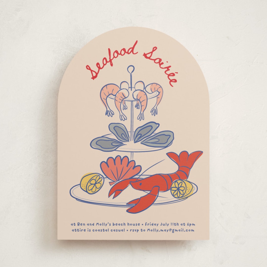 "Seafood Tower" - Party Invitations in Shrimp Cocktail by Claire - Front