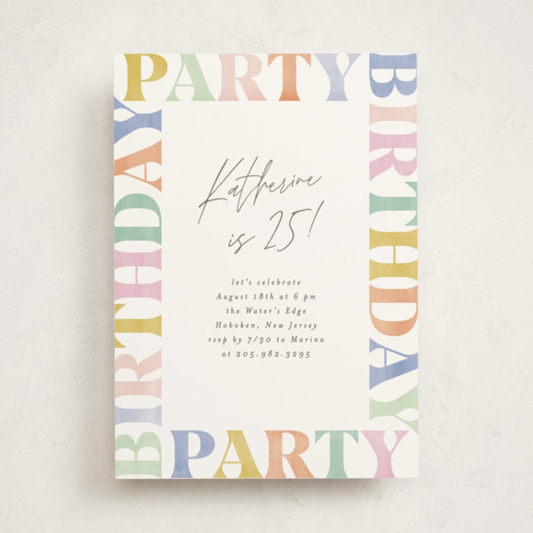 "Birthday Party type" - Party Invitations in Rainbow by Creo Study - Front
