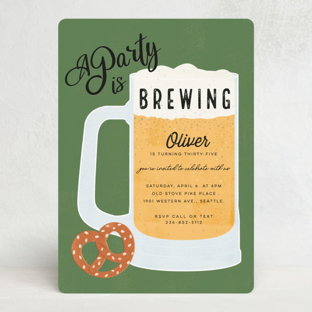 "A Party is Brewing" - Party Invitations in Grass by Sherley Ferreira - Front