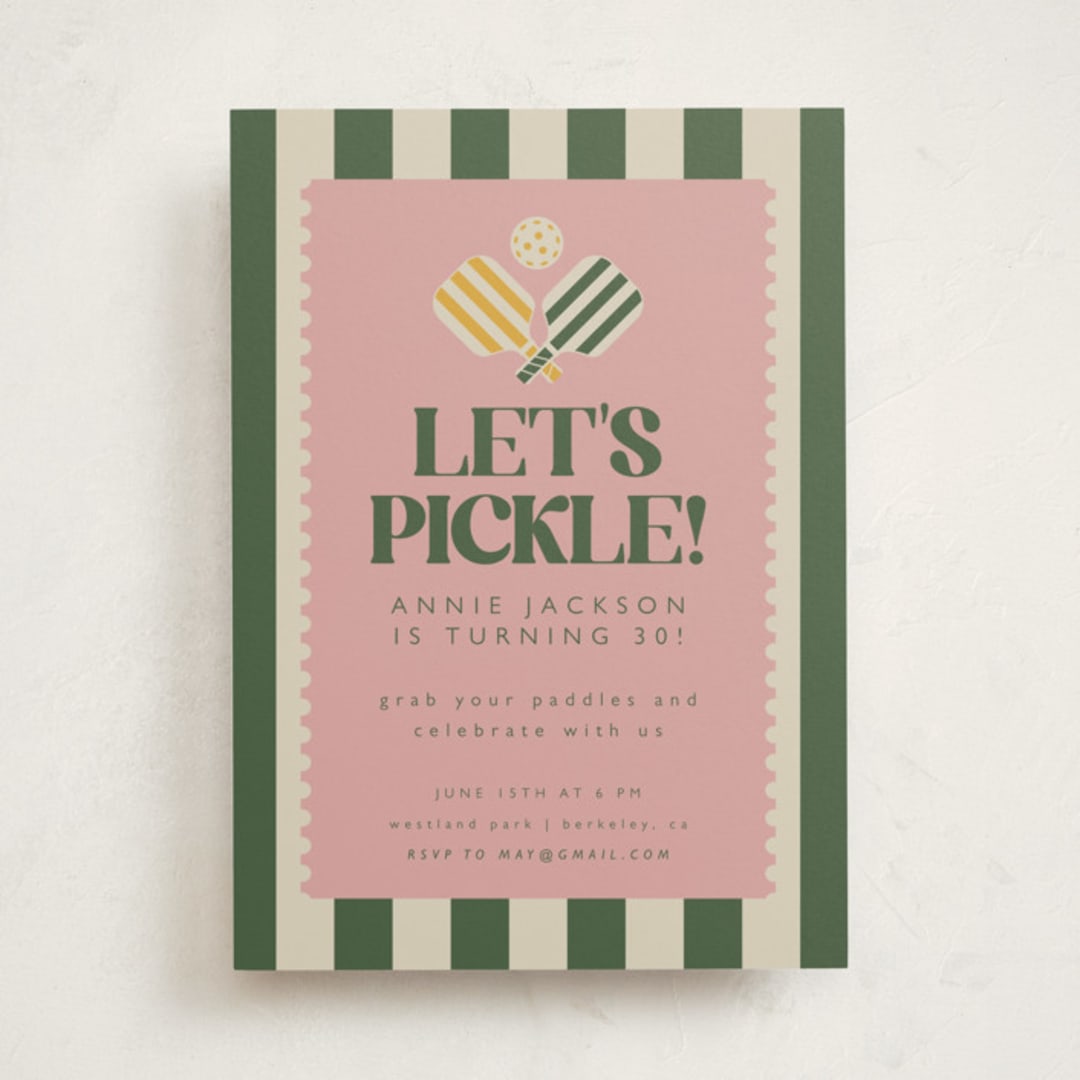 "Vintage Pickle" - Party Invitations in Avocado by Vera Lim - Front