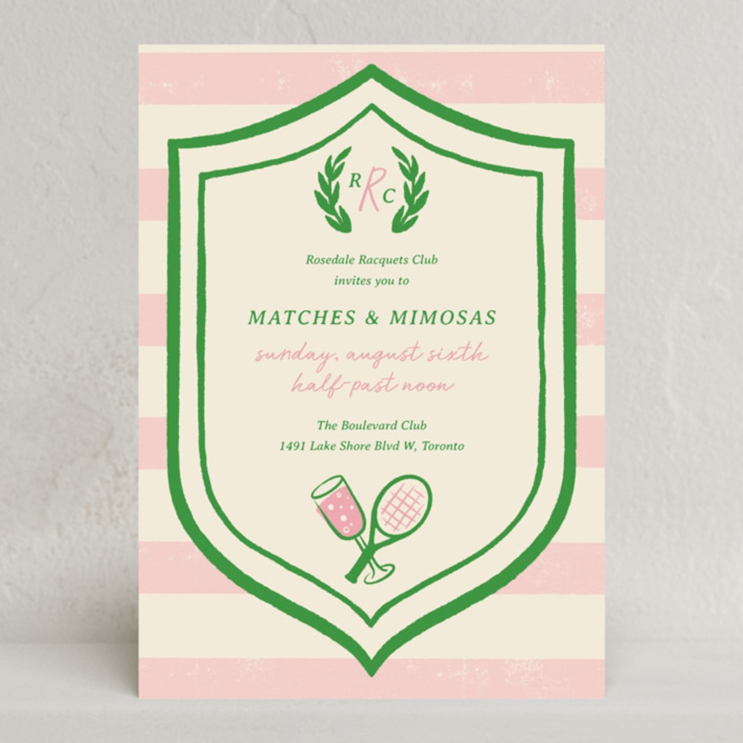 "Matches & Mimosas" - Party Invitations in Pink Lemonade by Sam Dubeau - Front