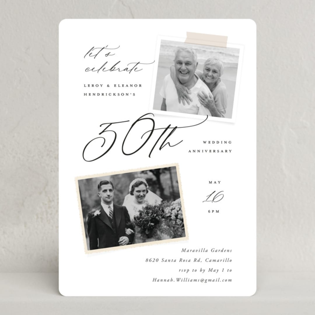 "Then and Now" - Party Invitations in Diamond by Kamala Nahas - Front