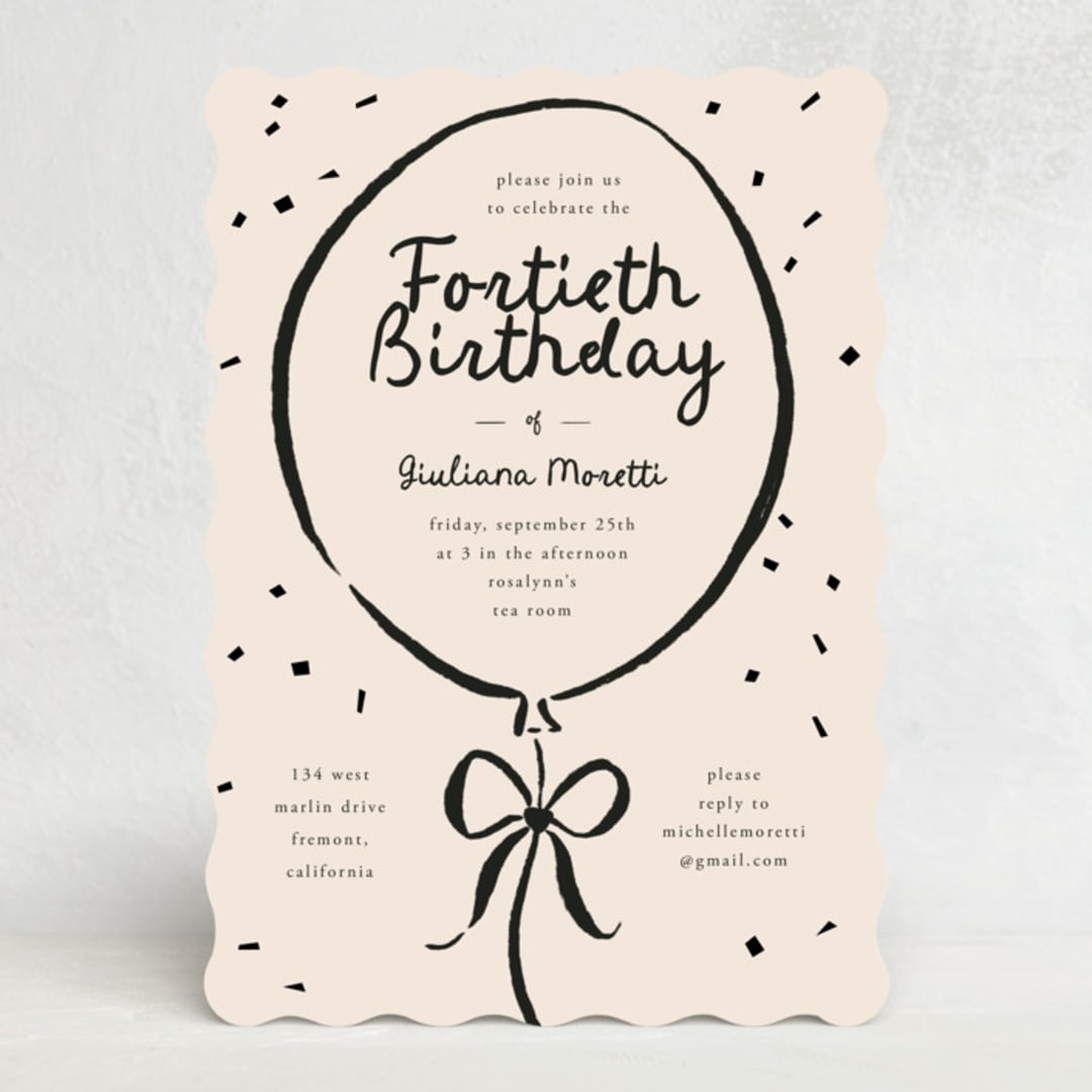 "Inked Balloon" - Party Invitations in Ink by Carmia Jordaan - Front